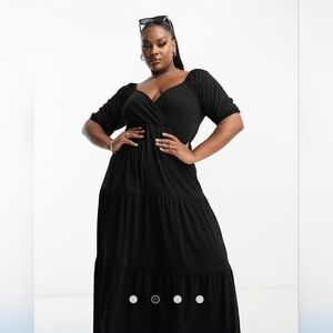 ASOS 100% Cotton Black Maxi Dress 14 Curve